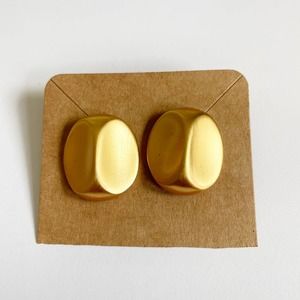 Anne Klein Brushed Gold-tone Pinched Ovoid Post Earrings